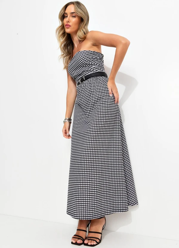 Bimini - Vestido Xadrez Preto e Branco em Malha 3