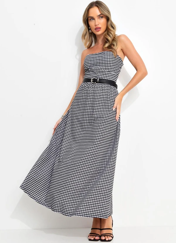 Bimini - Vestido Xadrez Preto e Branco em Malha 5