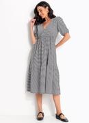 Vestido Xadrez Preto em Malha Texturizada