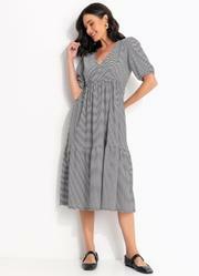 Vestido Xadrez Preto em Malha Texturizada