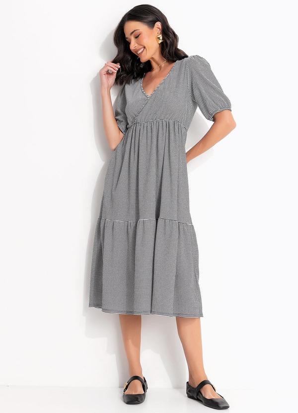 Vestido (Xadrez Preto) em Malha Texturizada