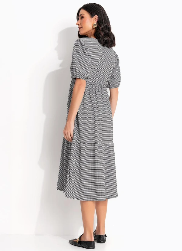 Quintess - Vestido Xadrez Preto em Malha Texturizada 2