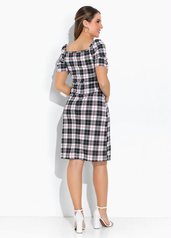 Rosalie - Vestido Xadrez Quadrado Moda Evangélica 4