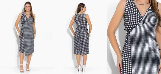 Vestido Xadrez Transpassado