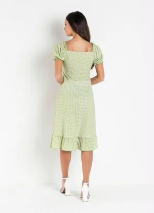 Rosalie - Vestido Xadrez Verde com Babado - ROSALIE