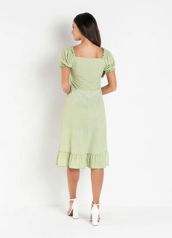 Rosalie - Vestido Xadrez Verde com Babado 2