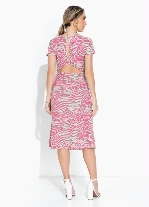 Moda Pop - Vestido Zebra com Fenda e Recortes Vazados 5