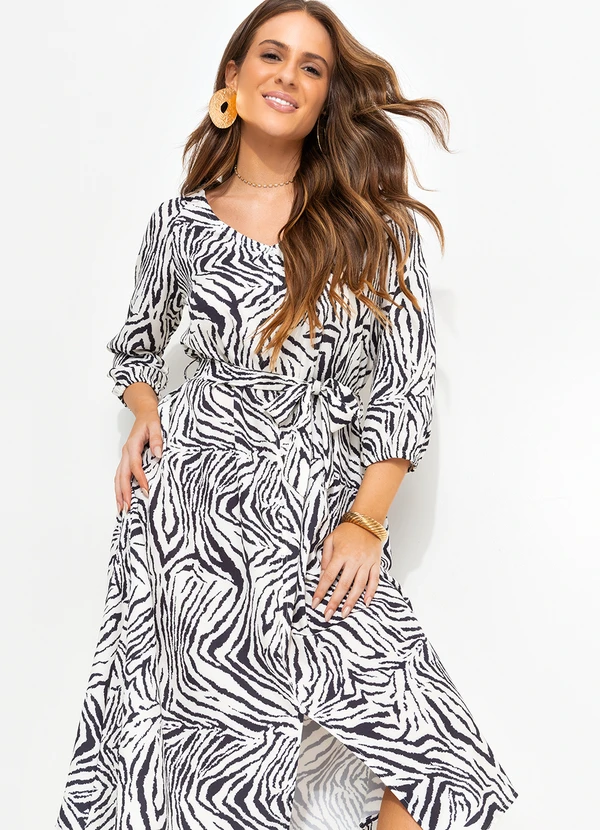 Quintess - Vestido Zebra em Alfaiataria Sarjada 4