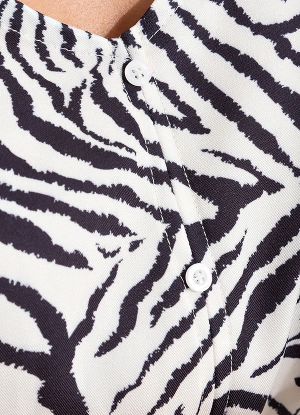 Quintess - Vestido Zebra em Alfaiataria Sarjada