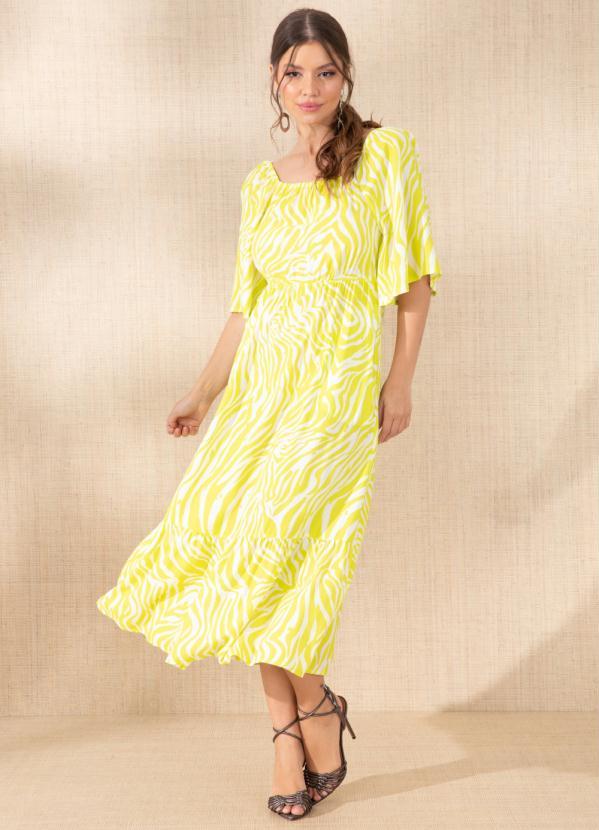 Quintess - Vestido Zebra Neon em Viscose Plana Digital 3