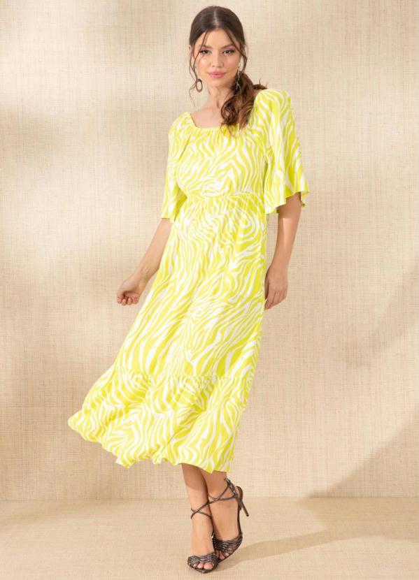 Quintess - Vestido Zebra Neon em Viscose Plana Digital 4