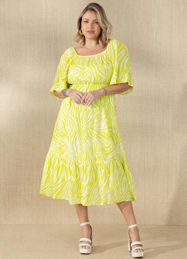 Quintess - Vestido Zebra Neon em Viscose Plana Digital 6