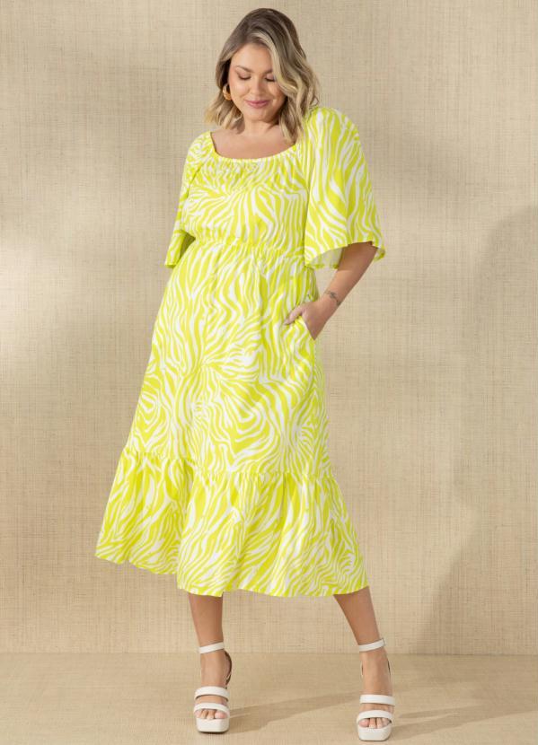 Quintess - Vestido Zebra Neon em Viscose Plana Digital 7