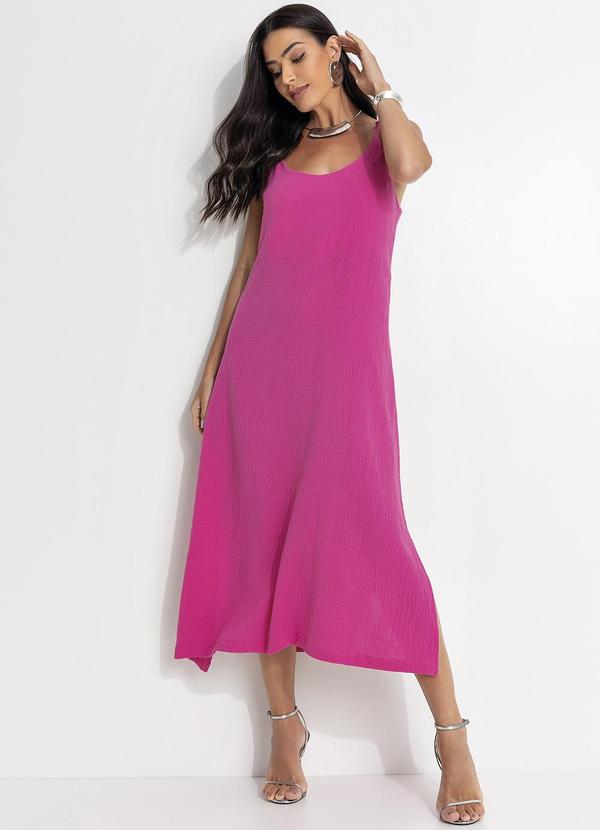 Fakini - Vestido em Malha Gase Rosa