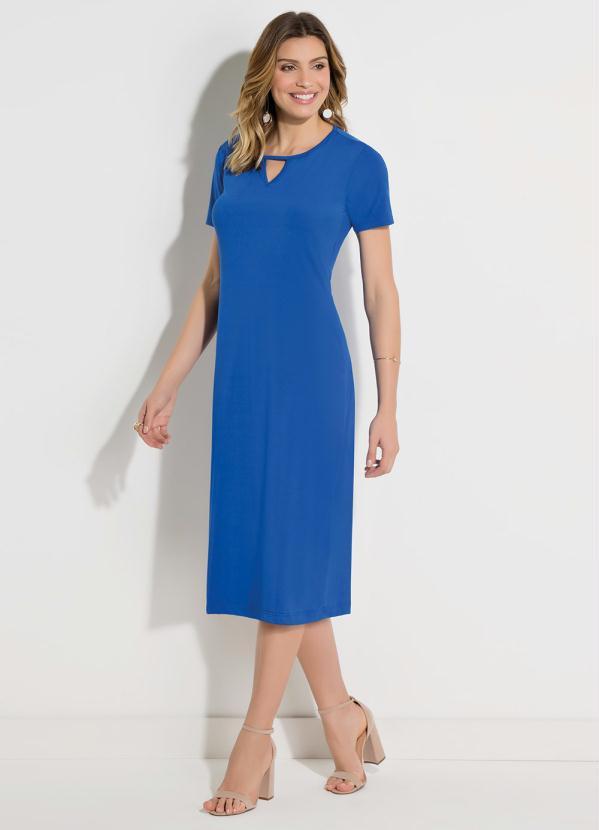 Quintess - Vestidos Quintess Azul com Recorte no Decorte 3