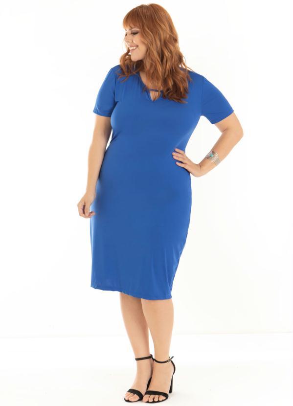 Quintess - Vestidos Quintess Azul com Recorte no Decorte 7