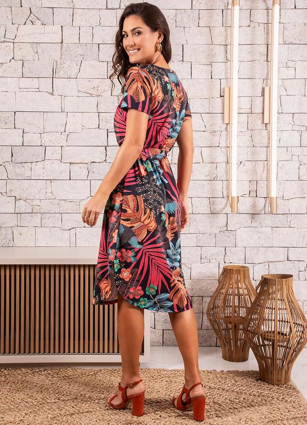 Quintess - Vestido Folhagem Tropical em Malha Fria 4
