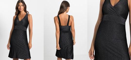 Vestido Preto em Malha de Viscose com Lurex