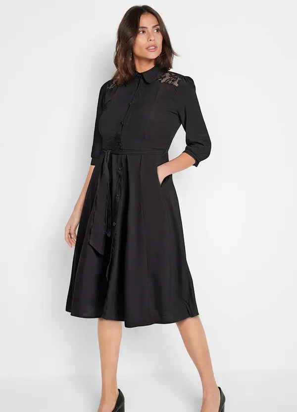 bonprix - Vestido Preto em Viscose Plana 3