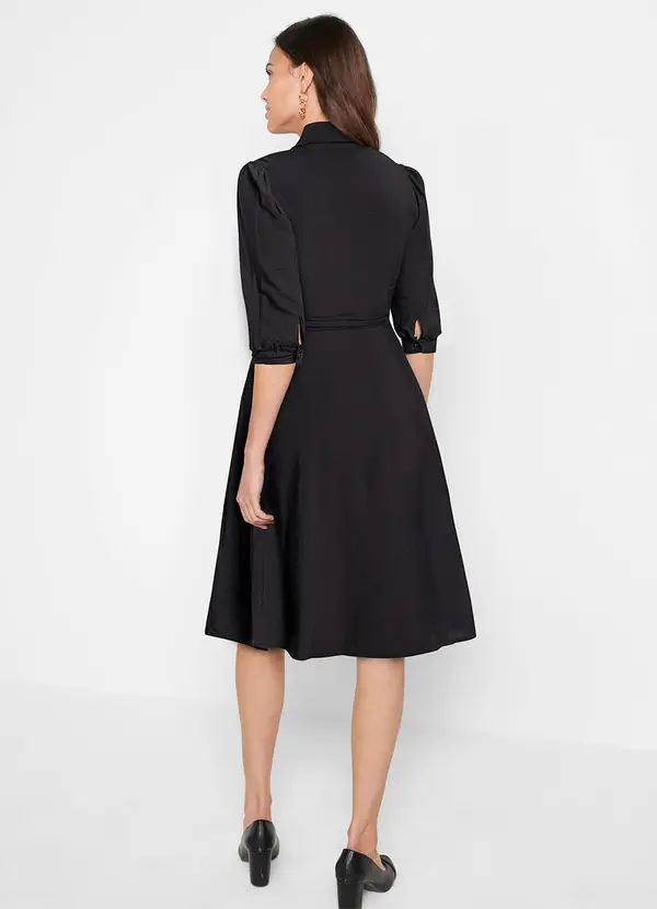 bonprix - Vestido Preto em Viscose Plana 4