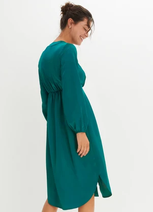 bonprix - Vestido Verde Escuro em Viscose Plana - BONPRIX