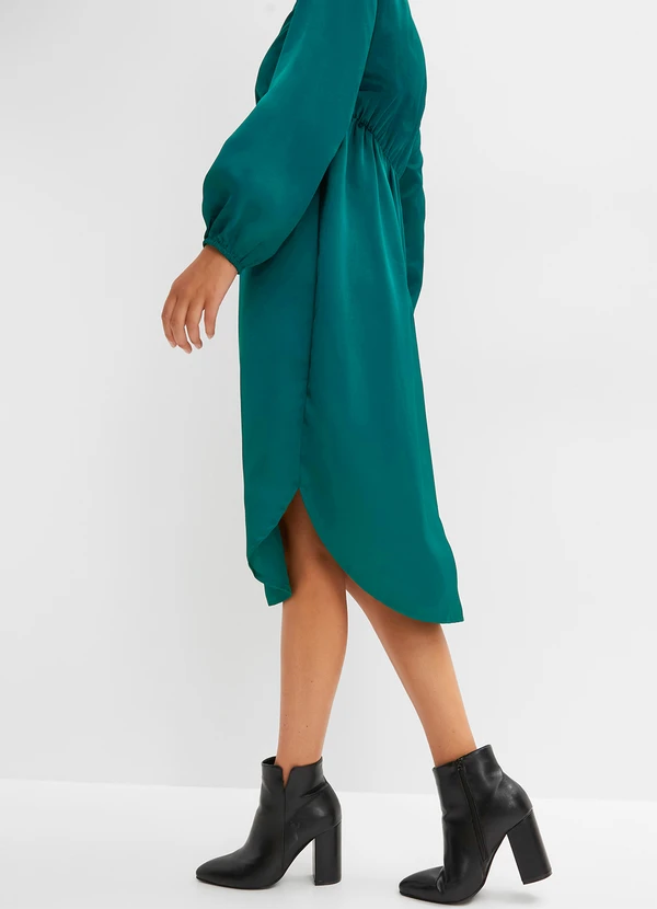 bonprix - Vestido Verde Escuro em Viscose Plana 7