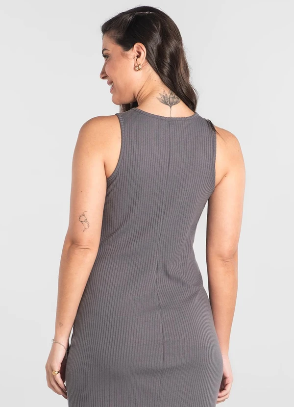 Just Basic - Vestido Adulto em Ribana Canelada Cinza 5