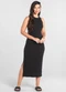 Just Basic - Vestido Adulto em Ribana Canelada Preto - variação: Preto