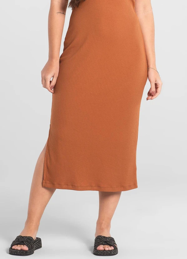 Just Basic - Vestido Adulto Ribana Canelada Marrom 4