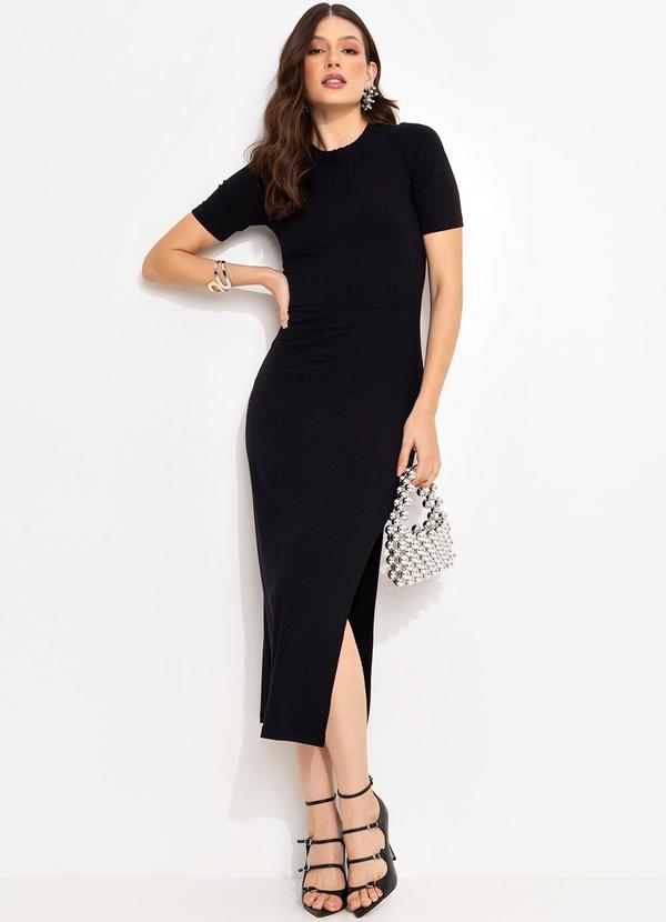 Colcci - Vestido Canelado Preto