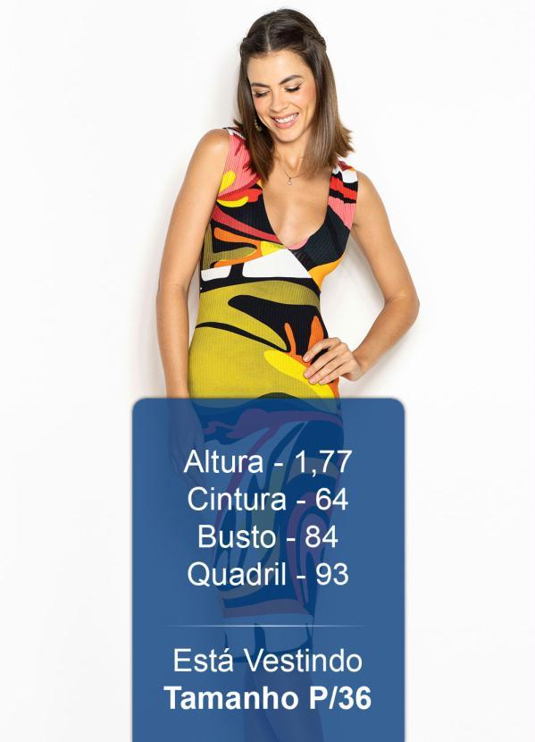 Forum - Vestido de Malha Canelada Estampado Preto 5