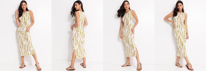 Vestido Listrado Preto e Branco em Meia Malha