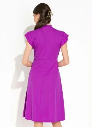 Rosalie - Vestido Roxo com Gola de Laço - ROSALIE