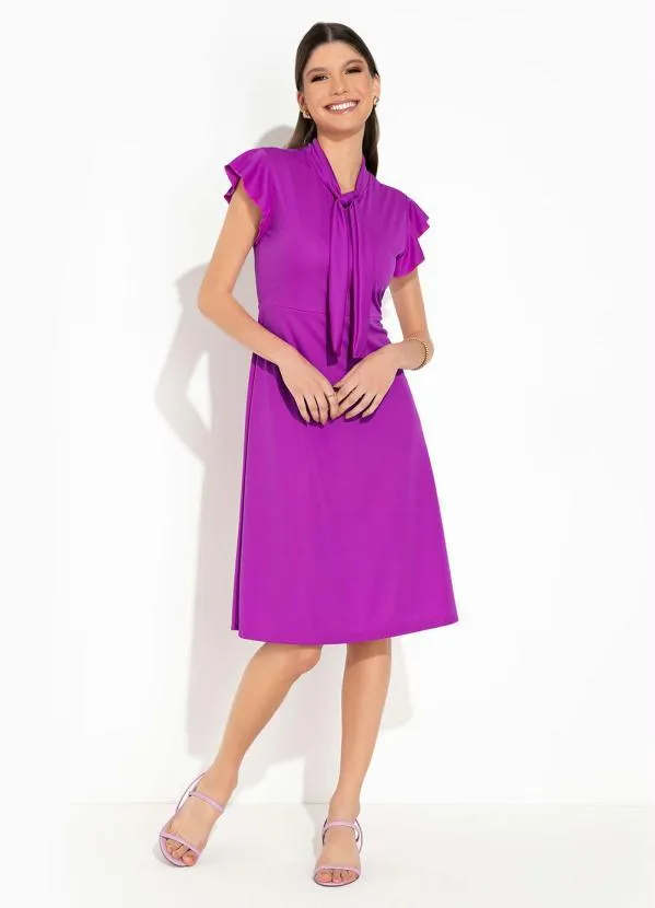 Rosalie - Vestido Roxo com Gola de Laço 4