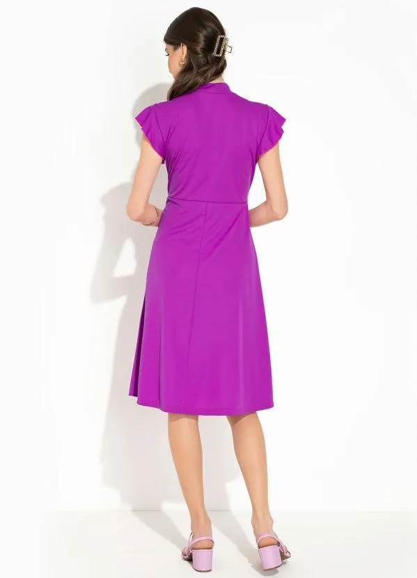 Rosalie - Vestido Roxo com Gola de Laço 5