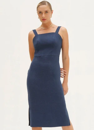 Principessa - Vestido Tubinho Clássico com Alças Berenice Azul - PRINCIPESSA