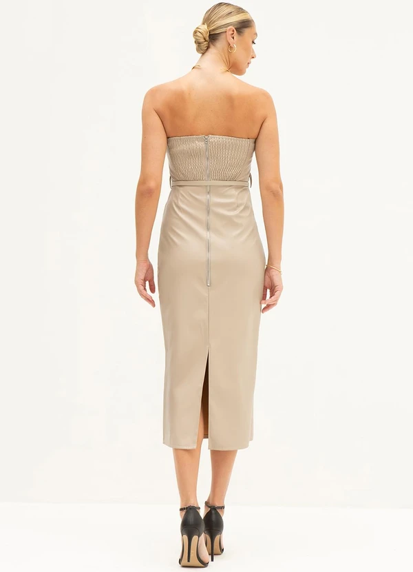 Principessa - Vestido Tubinho de Pu Maxi Longuete Bege Yolanda 2