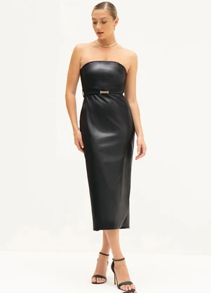 Principessa - Vestido Tubinho de Pu Maxi Longuete Preto Yolanda - PRINCIPESSA