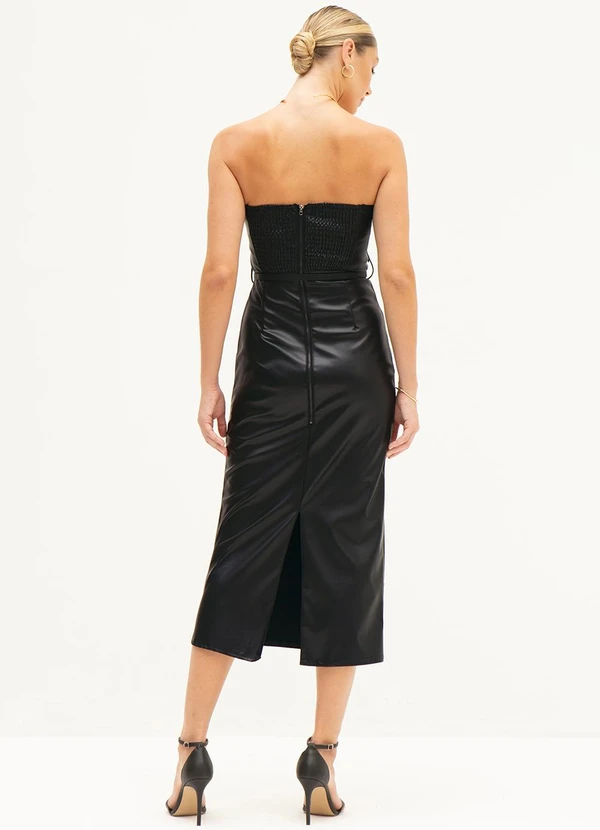 Principessa - Vestido Tubinho de Pu Maxi Longuete Preto Yolanda 2