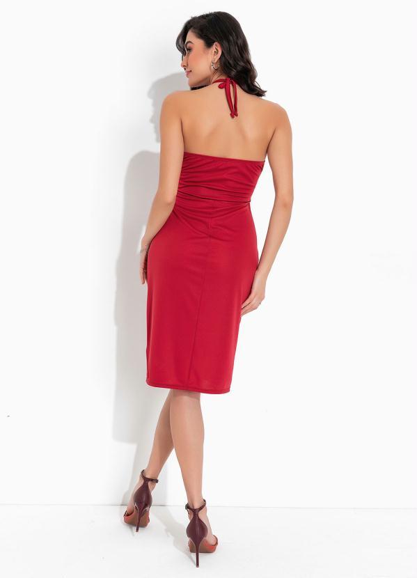 Queima Estoque - Vestido Vermelho com Decote em Trapézio e Babado 4