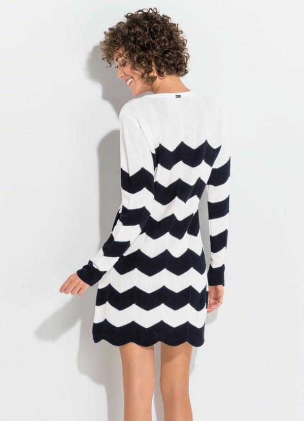 Quintess - Vestido de Tricô Zig Zag Preto e Branco 2