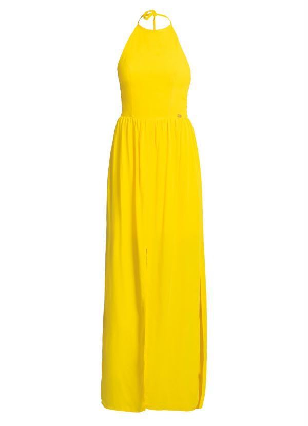 Quintess - Vestido Longo com Fenda Quintess Amarelo 3
