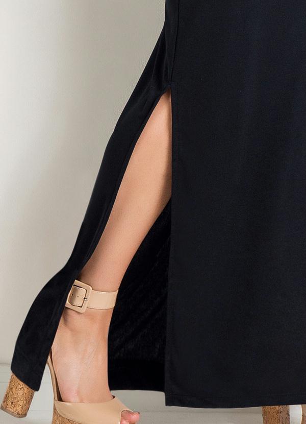 Moda Pop - Vestido Longo Preto com Fenda na Lateral 3