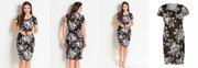 Vestido com Decote Redondo Floral e Preto