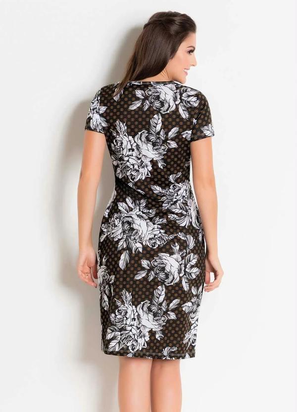 Rosalie - Vestido com Decote Redondo Floral e Preto 8