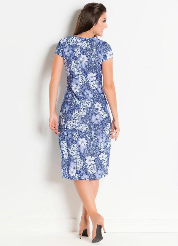 Rosalie - Vestido com Gola Redonda Floral Azul 5