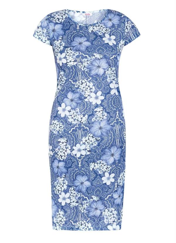 Rosalie - Vestido com Gola Redonda Floral Azul 6