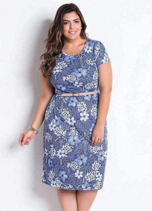 Rosalie - Vestido com Gola Redonda Floral Azul 7