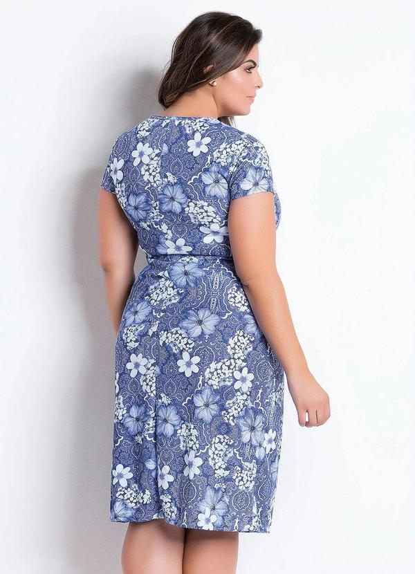 Rosalie - Vestido com Gola Redonda Floral Azul 8