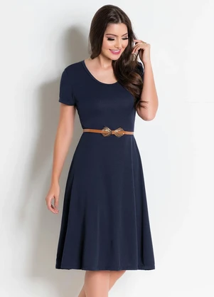 Rosalie - Vestido com Manga Curta Marinho - ROSALIE